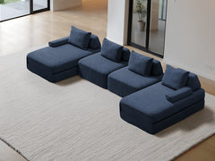 U-Shaped Chaise / 4-Seater U-Shaped Double Chaise 3.96m / Denim