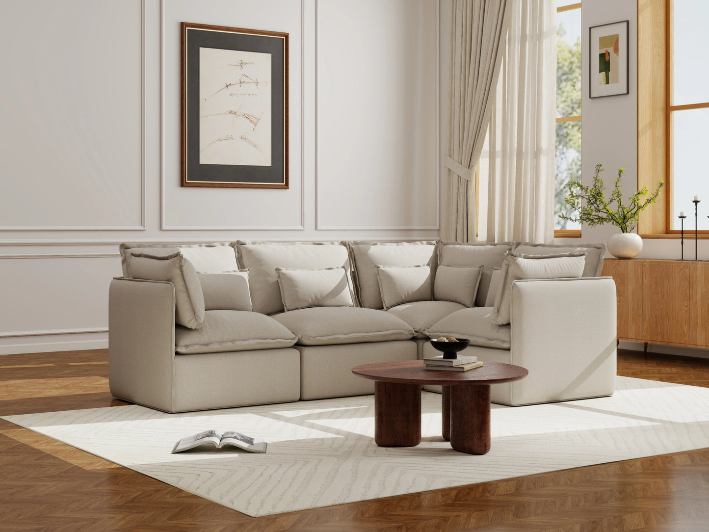 Lifely Modular 4 Seater Corner - Linen Beige