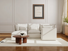 4 Seater / Corner + Ottoman / White Boucle