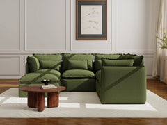 5 Seater / Corner + Ottoman / Olive Green