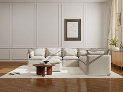 7 Seater / Corner + Ottoman / Linen Beige