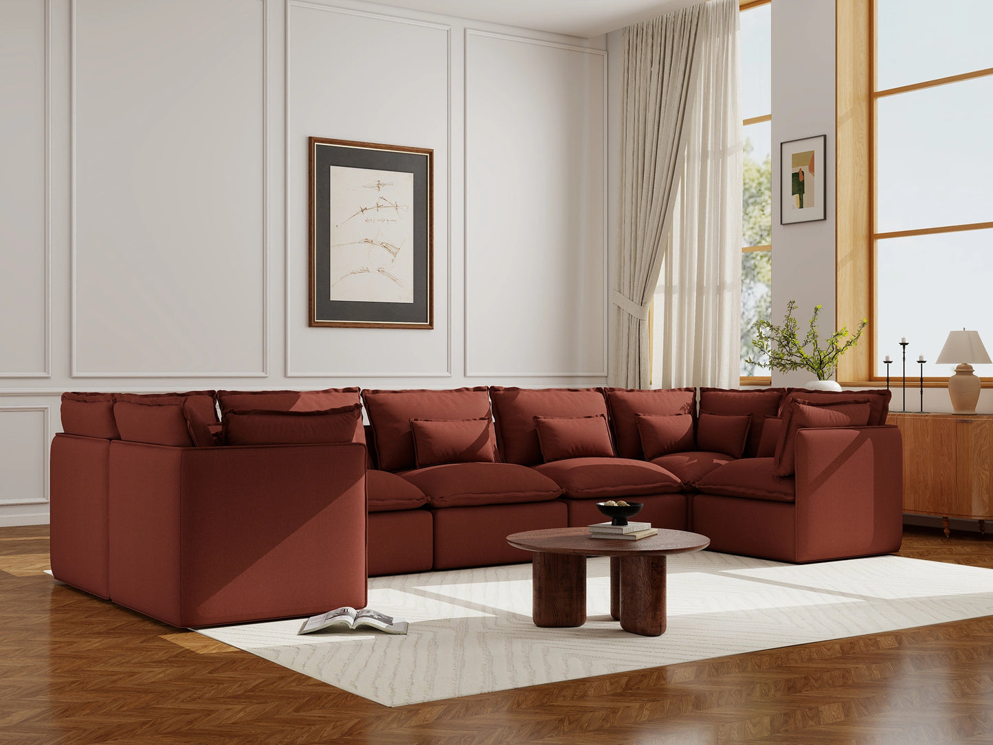 Lifely Modular 7 Seater U-Sectional - Rust