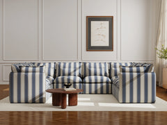 8 Seater / U-Sectional / Blue Stripes