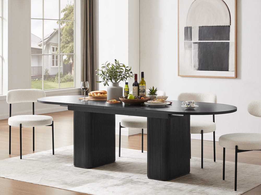 Tate 6/8/10 Seater Extendable Black Dining Table Set